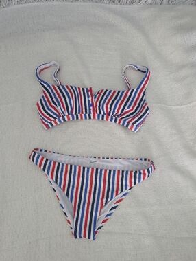 Calzedonia Striped Two-Piece Swim Set in Red, White & Blue Size Small